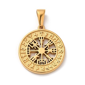 Вакуумное покрытие pvd 304 подвески из нержавеющей стали, долговечный, плоский круглый с шармом vegvisir