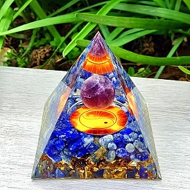 Crystal Ball Pyramid Ornament Gravel Resin Crafts Home Office Decoration