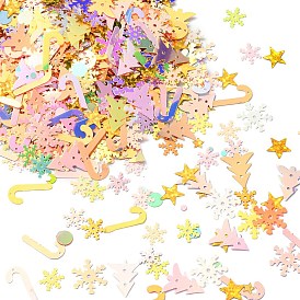 Christmas Theme Plastic Sequins Beads, Golden Sheen, Sewing Craft Decoration, Tree/Star/Snowflake