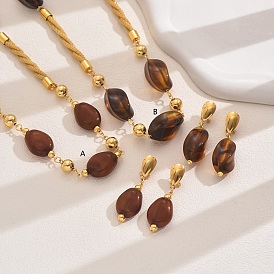 Элегантные винтажные повседневные серьги-гвоздики из сплава и смолы и комплекты ожерелий для женщин