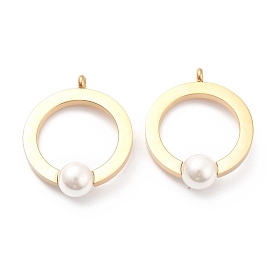 Pendentifs en acier inoxydable, avec des perles en plastique imitation perles, anneau