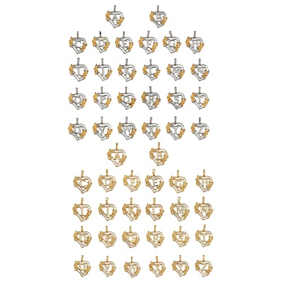 Латунь микропаве фианиты с подвесками-ракушками, Сердце и письмо, долговечный, без свинца и без кадмия, стойки покрытие