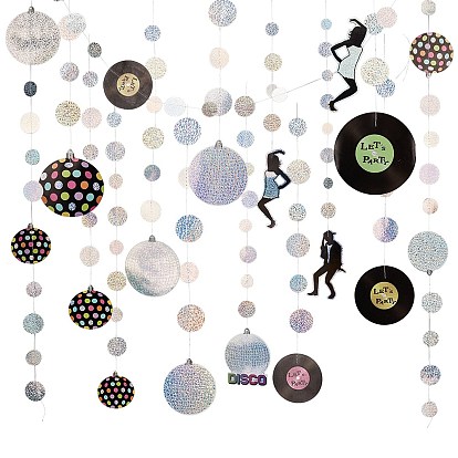 Ahademaker радужные бумажные гирлянды на тему диско, Танцующая королева, король и висящий на шаре серпантин, для мерцающего фона стены своими руками, праздничное и праздничное оформление