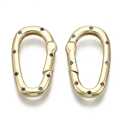 Латунные кольца из микро-паве циркония, овальные, без никеля , красочный