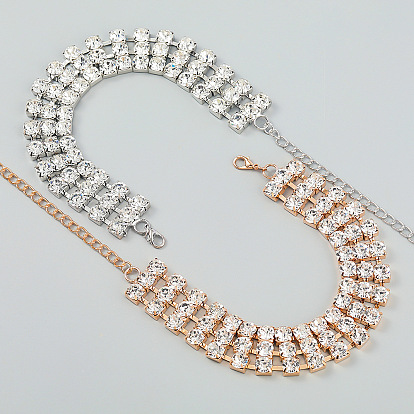 Sparkling Multi-Layered Diamond Necklace for Hip-Hop and Punk Style
