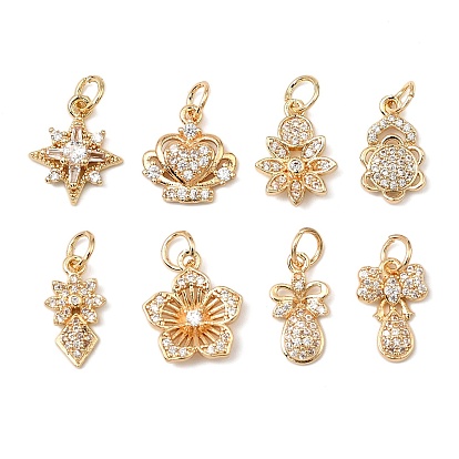 Латунные микро проложить кубического циркония прелести, реальный 14 k позолоченный, с целью перехода в кольце