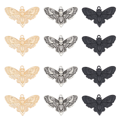 30 шт 3 цвета подвески из сплава, мотылек с черепом