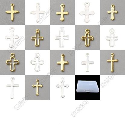 108Pcs 18 Styles Brass Pendants, Cross