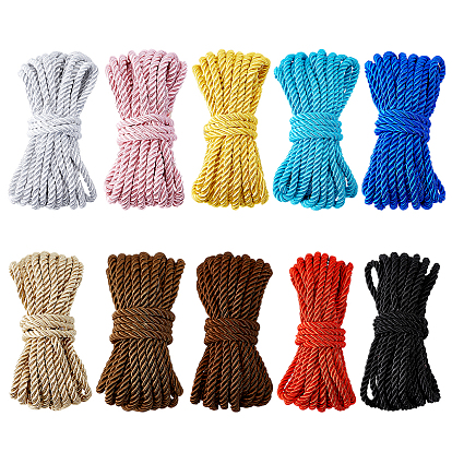 10 пучки 10 цвета круглый полиэстеровый витой шнур, для изготовления ручек для сумок, Подарочная упаковка