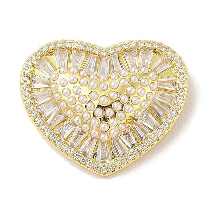 Покрытие стойки латунь прозрачный кубический цирконий абс жемчужные подвески, без кадмия и без свинца, долговечный, сердце