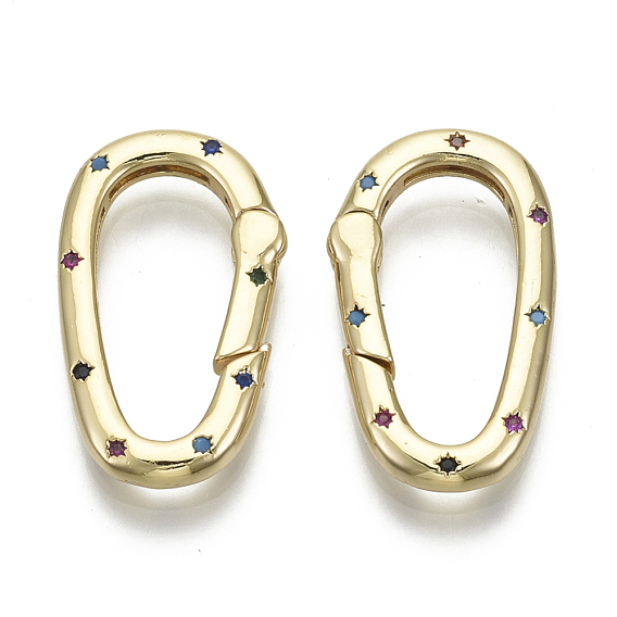 Латунные кольца из микро-паве циркония, овальные, без никеля , красочный