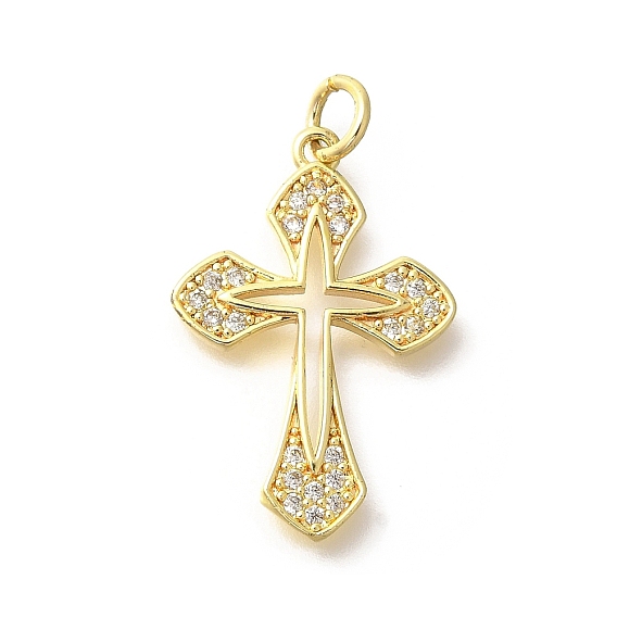 Латунные микропаве прозрачные подвески с фианитом, крест прелести, с целью перехода в кольце