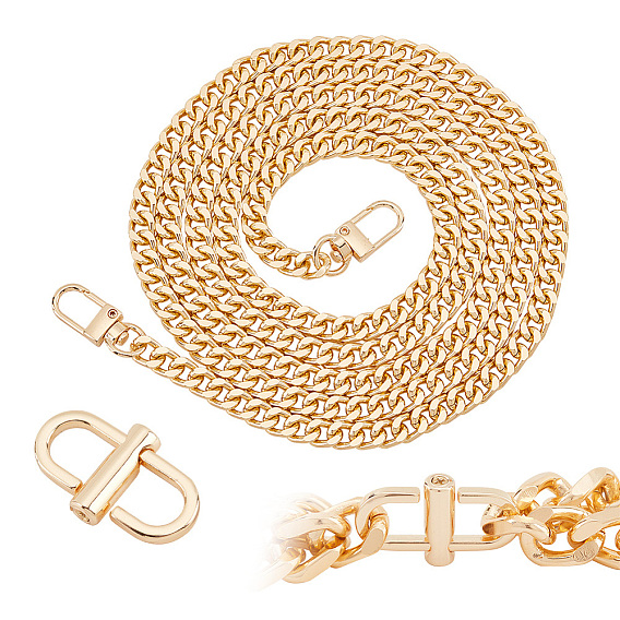 1ручка для сумки с цепочкой из алюминиевого сплава, и 1 регулируемые пряжки-клипсы из сплава для цепного ремня сумки, цепочка для сумки укоротить застежку