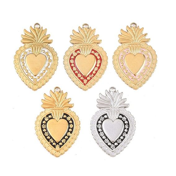 304 нержавеющей стальной эмали подвески, подвеска в виде пылающего сердца