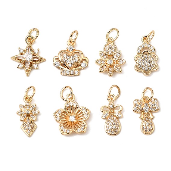 Латунные микро проложить кубического циркония прелести, реальный 14 k позолоченный, с целью перехода в кольце