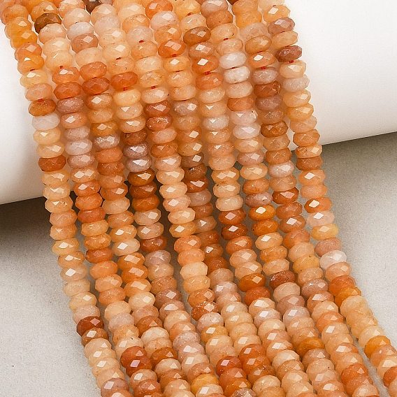 Natural Red Aventurine Beads Strands, Faceted Rondelle
