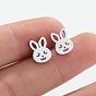 Cute Cartoon Stainless Steel Animal Earrings - Fashionable Bunny Ear Jewelry