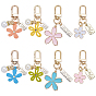 8Pcs 8 Style Alloy & Resin Enamel Pendant Keychains, with Alloy Key Clasps, Flower & Rectangle