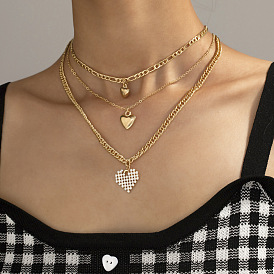 Fashion Heart Necklace Personality Simple Peach Heart Pendant Multilayer Necklace Sweater Chain