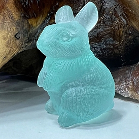 Glass Rabbit Figurines, for Home Office Desktop Ornament