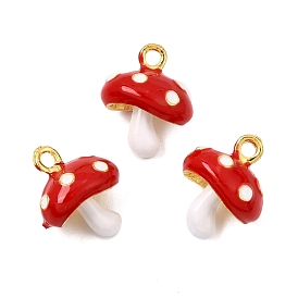 Alloy Enamel Pendants, Mushroom Charms