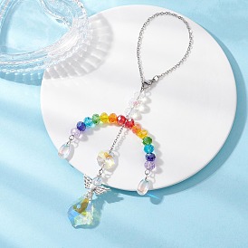 Стеклянные оконные подвесные ловцы солнца, с 304 цепями из нержавеющей стали для наружного и садового декора, ангел