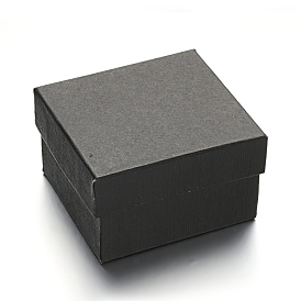 Boîtes à bijoux rectangle de carton pour montre, avec coussinet éponge à l'intérieur, 89x81x54mm