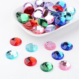 Imitation Taiwan Acrylic Rhinestone Flat Back Cabochons, Faceted, Half Round/Dome