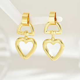 Шикарные латунные серьги-гвоздики в форме сердца