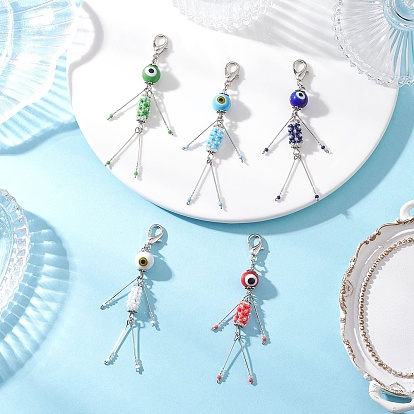 Подвесные украшения ручной работы из лэмпворка и стеклянных бусин, с цинковым сплавом застежками омаров коготь