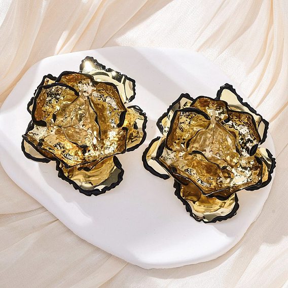 Серьги-гвоздики из сплава и железа, цветок