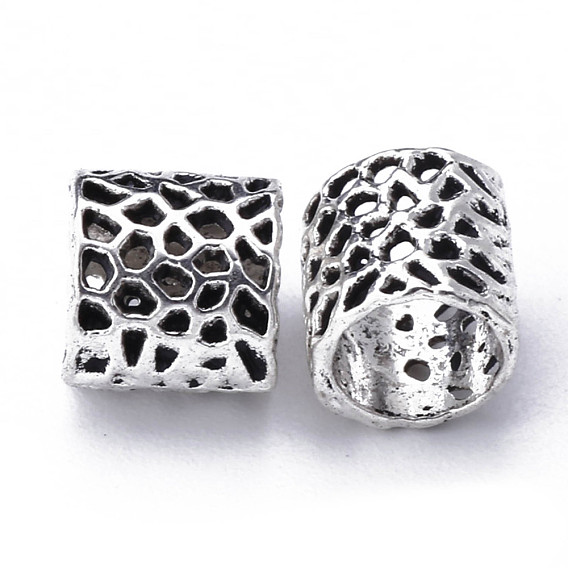 Tibetan Style Hollow Alloy European Beads, Large Hole Beads, Cadmium Free & Lead Free, Column