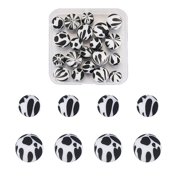 20 шт 2 цвета силиконовые бусины, круглые