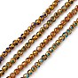 Electroplate Glass Beads Strands, Half Rainbow Plated, Faceted Round