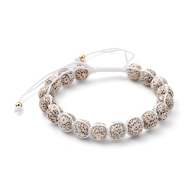 Adjustable Nylon Thread Braided Bead Bracelets, with Undyed & Natural Moon and Star Xingyue Bodhi Beads and Brass Beads