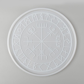 Rune Stones Divination Mat Silicone Molds, for Astrology Board, Dice Tray Mold, Round Theosophical Plate