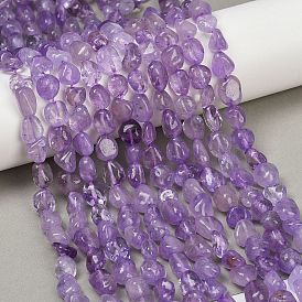 Нити бусин из натурального лавандового аметиста, самородки, упавший камень