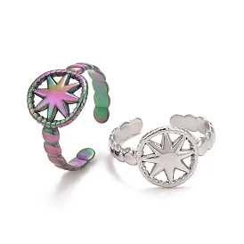 304 Stainless Steel Open Cuff Rings, Star