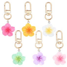 12шт 6 цвета смолы подвески украшения, цветок, с поворотными застежками сплава