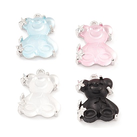 Resin Pendants, Bear Charms with Rack Plating Platinum Plated Alloy Findings, Long-Lasting Plated, Lead Free & Cadmium Free