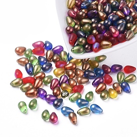 Czech Glass Beads, Electroplated/Matte, Top Drilled Beads, Teardrop