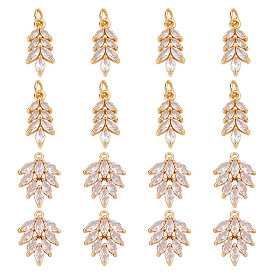 16 шт 2 стили латунные подвески из микропаве с фианитом, лист