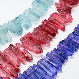 Natural Quartz Crystal Beads Strands, Dyed, Faceted, Nuggets