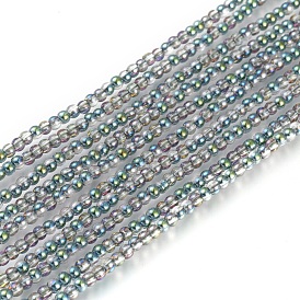 Electroplate Glass Beads Strands, Round, Half Plated