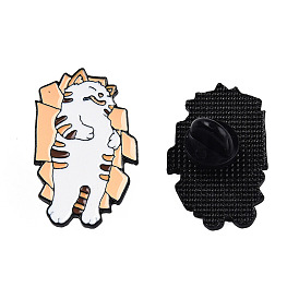 Cat Shape Enamel Pin, Electrophoresis Black Plated Alloy Badge for Backpack Clothes, Nickel Free & Lead Free