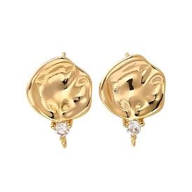 Латунные серьги-гвоздики из циркония, плоско-круглые