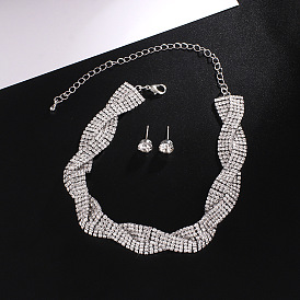 Sparkling Double-layered Rhinestone Choker Necklace for Women - Nightclub Glamour N403
