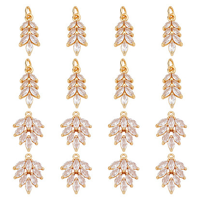 16 шт 2 стили латунные подвески из микропаве с фианитом, лист