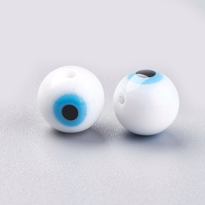 Chalumeau à la main des perles de mauvais oeil, ronde, 12mm
