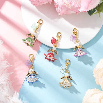 Подвеска-ангел из стеклянного бисера ручной работы, с цинковым сплавом застежками омаров коготь